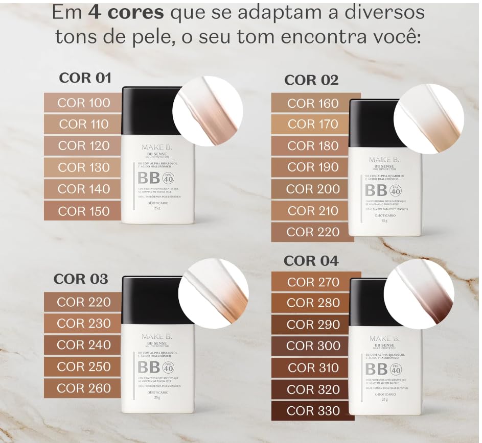 BB Cream Multiprotetor FPS40 Make B. Sense Cor 2 25g | Amazon.com.br
